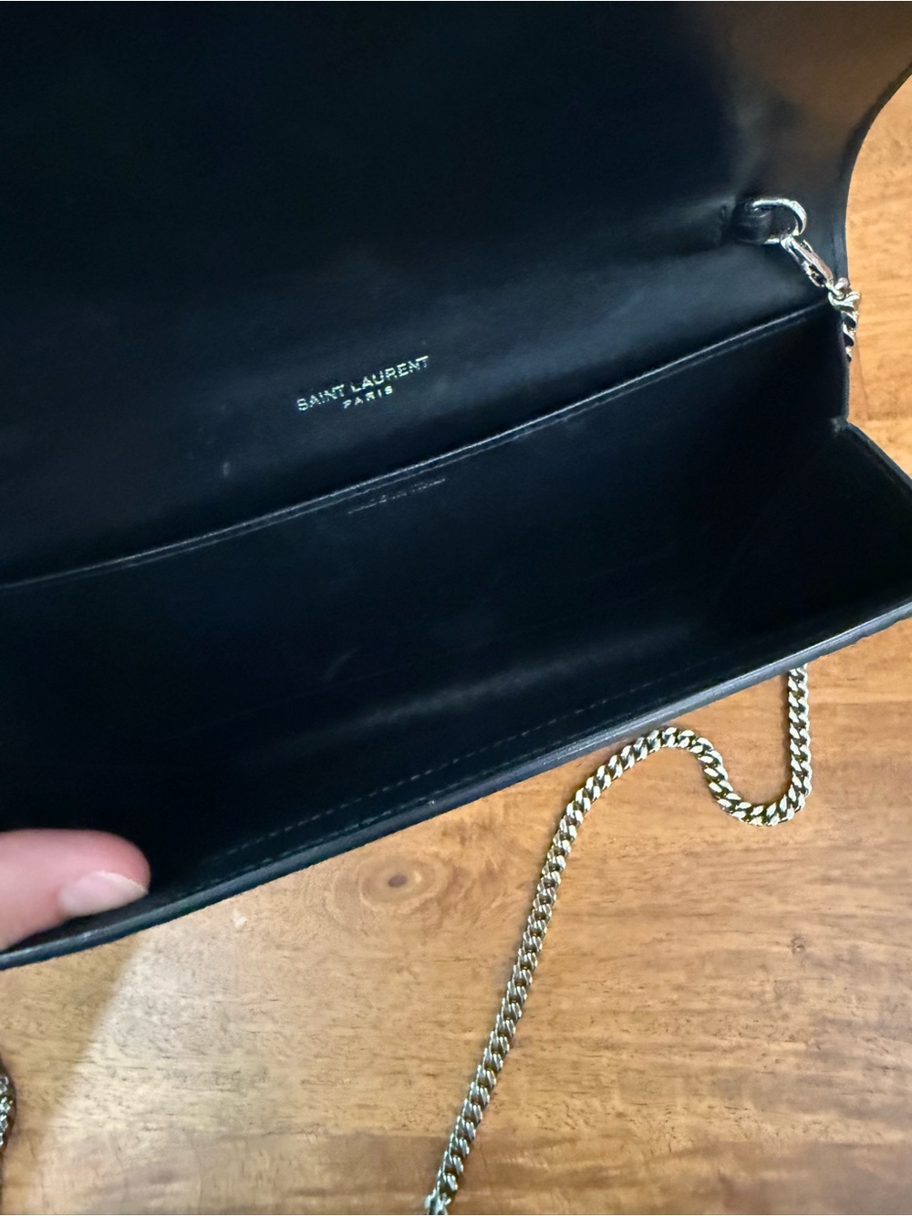 Saint Laurent Black Croc-Embossed Chain Crossbody with silver YSL Logo - Picture 5 of 7